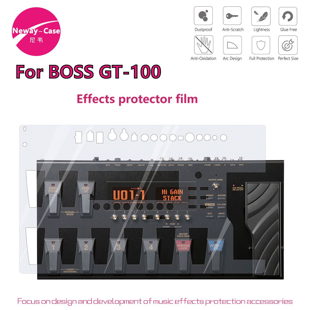 Neway-Case Guitar Effect Protector Film For BOSS GT-100 Electric Guitar Effects Pedal
