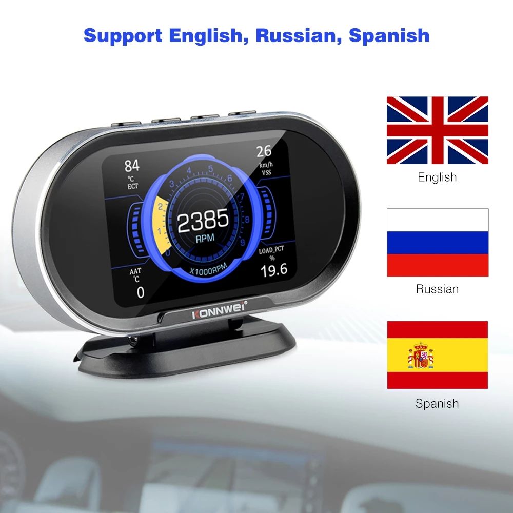 OBD2 On-Board Computer Auto Car Digital Computer Display OBD 2 Scanner Fuel Consumption Water Temperature Gauge Speedometer HUD