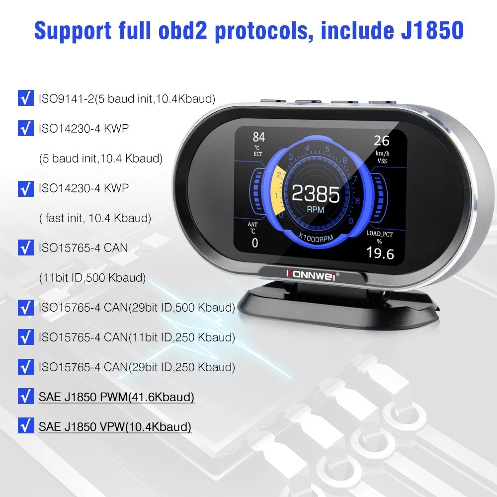 OBD2 On-Board Computer Auto Car Digital Computer Display OBD 2 Scanner Fuel Consumption Water Temperature Gauge Speedometer HUD