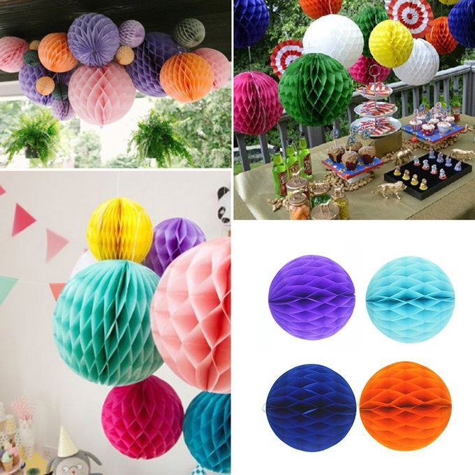 Honeycomb Balls Colored Lantern Paper Orange
