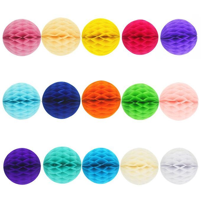 Honeycomb Balls Colored Lantern Paper Orange