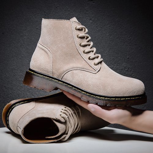 Popular Motocycle Boots Men's Shoes EUR Size 38-48 High-Top Men Martin Boots Cow Split Leather Oxford Boots For Male Fall British Luxury Military Combat Boots Outdoor Casual Shoes Ankle Boot Beige