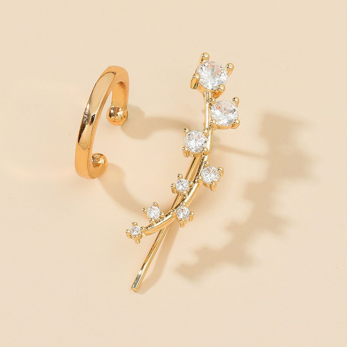 DZ-514 Small Drilling Lug Clip Geometric Zircon Earrings