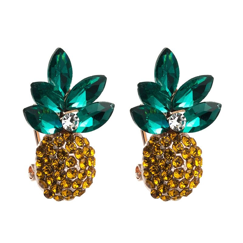 2 PCS Colorful Rhinestone Pineapple Earrings