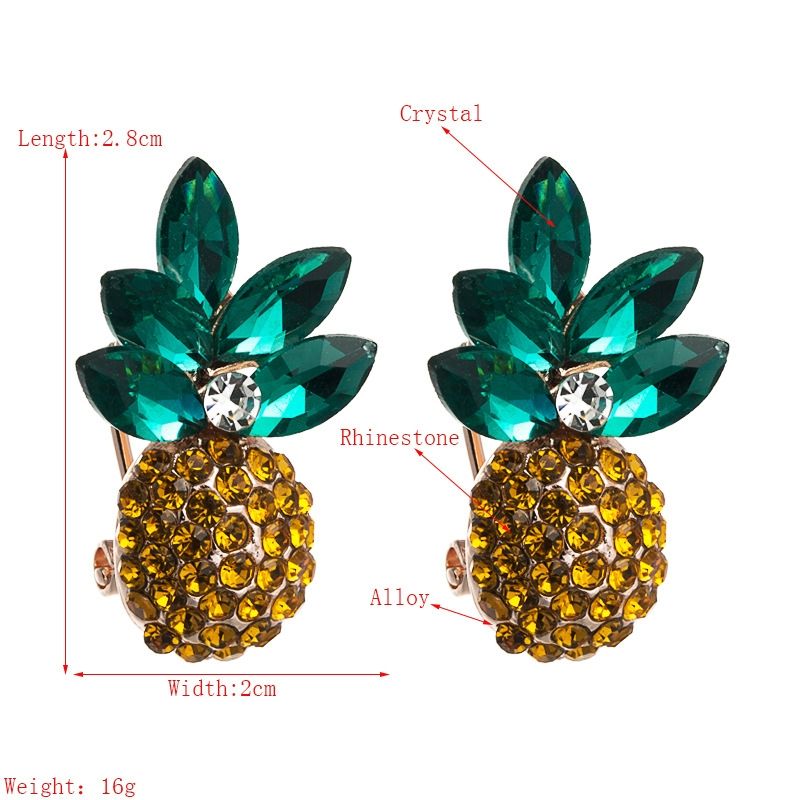 2 PCS Colorful Rhinestone Pineapple Earrings