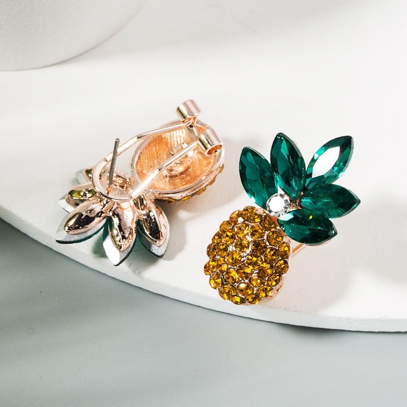 2 PCS Colorful Rhinestone Pineapple Earrings