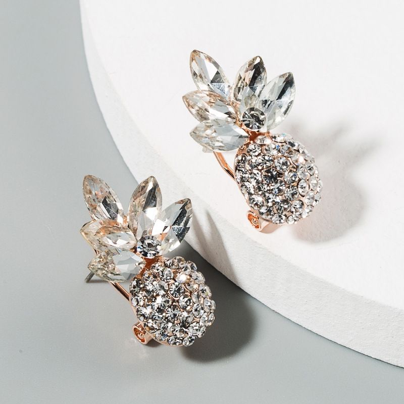 2 PCS Colorful Rhinestone Pineapple Earrings