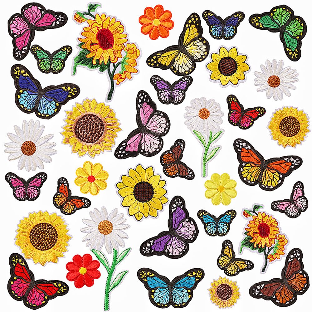36PCS Iron On Stickers Sew On Stickers Mixed Embroidery