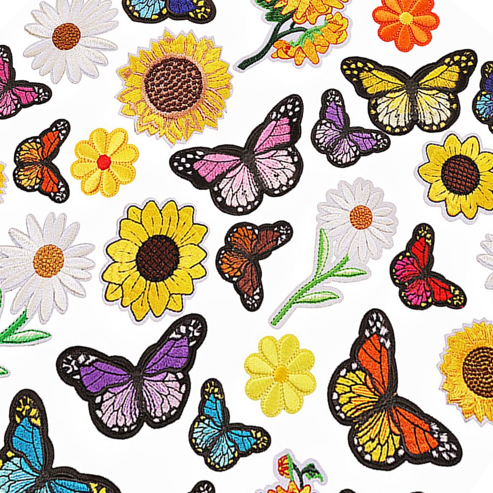 36PCS Iron On Stickers Sew On Stickers Mixed Embroidery