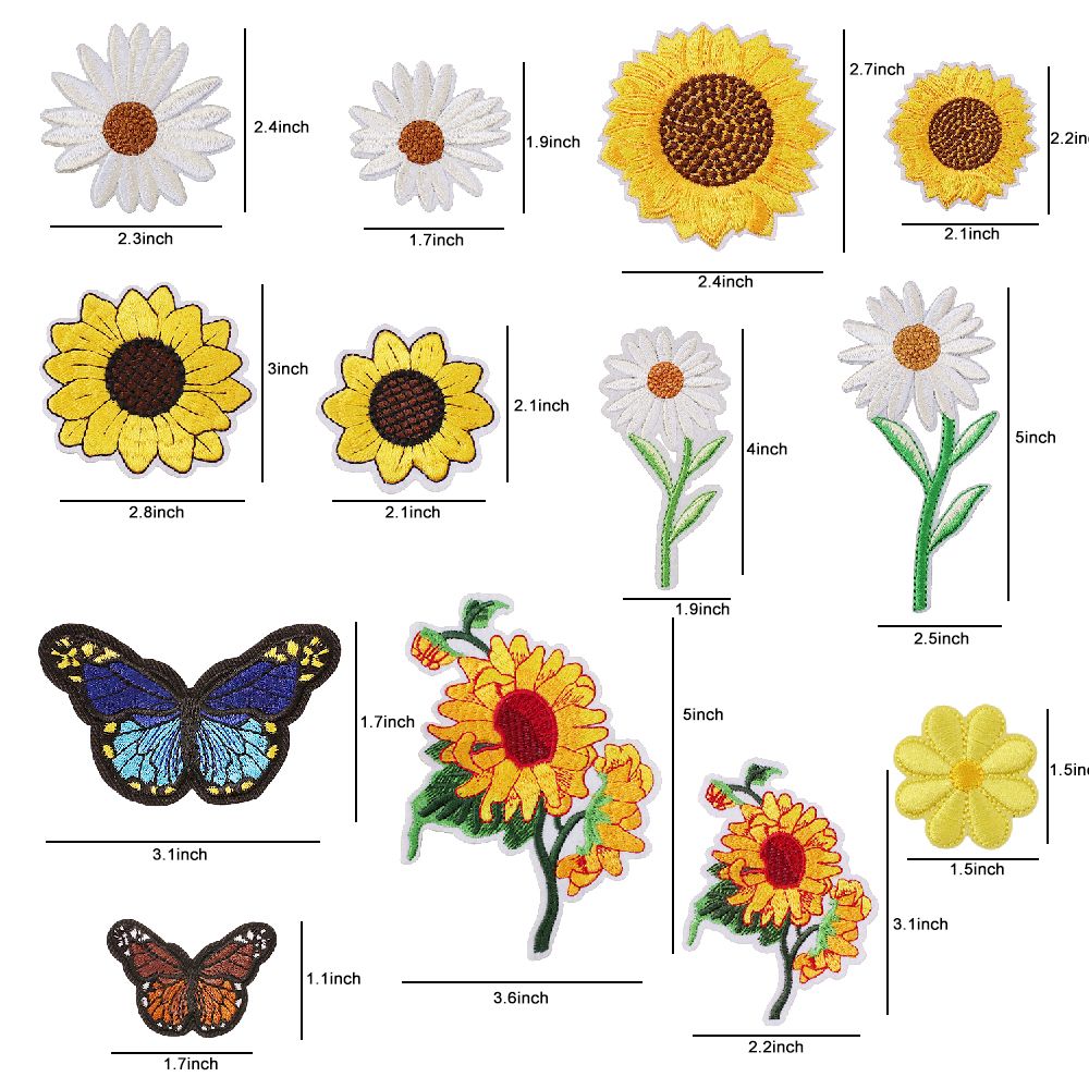 36PCS Iron On Stickers Sew On Stickers Mixed Embroidery