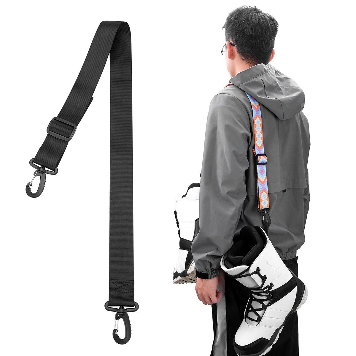 Snowboard Carrier Strap for Adult Youth Skate Shoes Fixing Strap Winter Accessory for Ice Skates Ski Boots Snowboarding