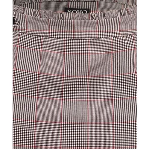 Ruffle & Button Check Pencil Skirt- Pink Highlights