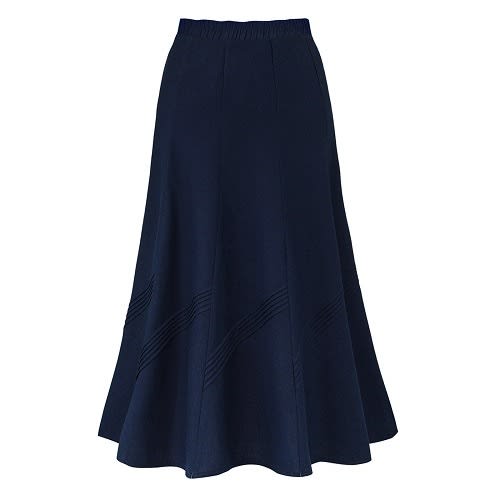 A-line Linen Blend Pintuck Trim Panel Skirt - Size 10 To 32