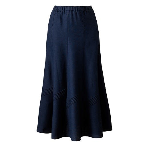 A-line Linen Blend Pintuck Trim Panel Skirt - Size 10 To 32