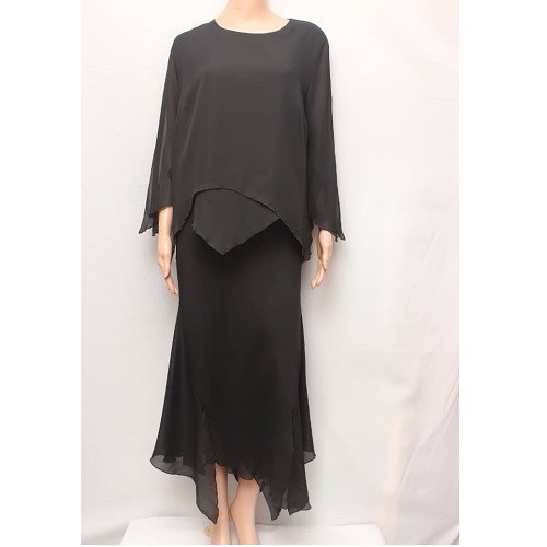 Angel Wings Viscose Skirt Suit - Black