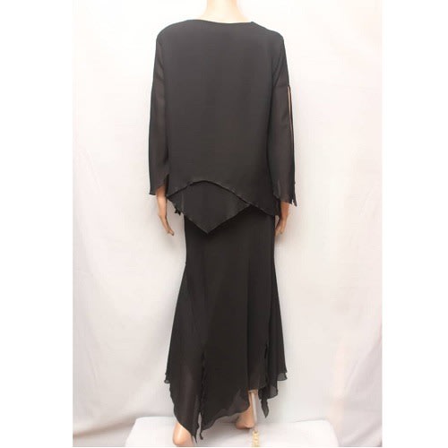 Angel Wings Viscose Skirt Suit - Black