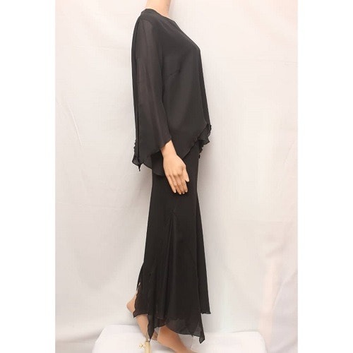 Angel Wings Viscose Skirt Suit - Black
