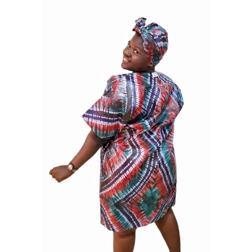 Green Velvet Neckline Short Kaftan