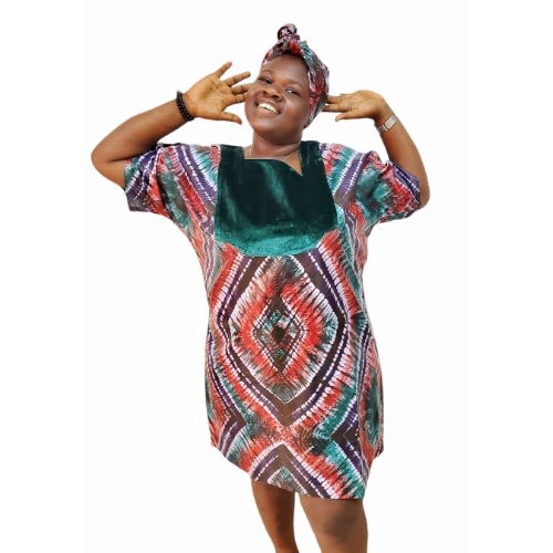 Green Velvet Neckline Short Kaftan