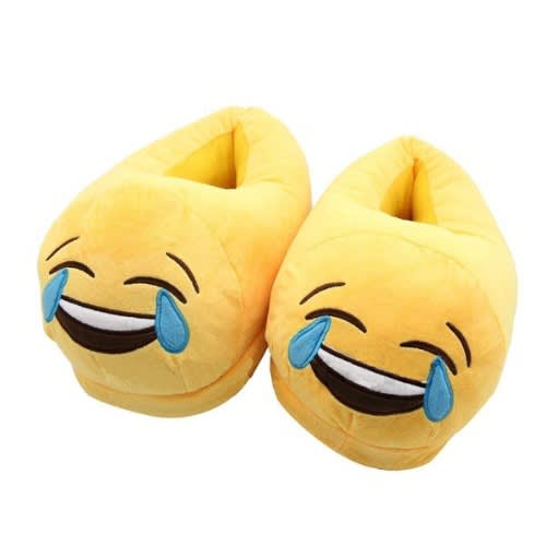 Laughing Cry Emoji Plush Indoor Slippers
