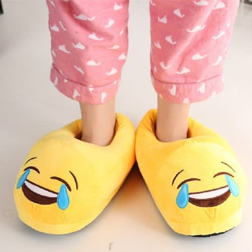 Laughing Cry Emoji Plush Indoor Slippers