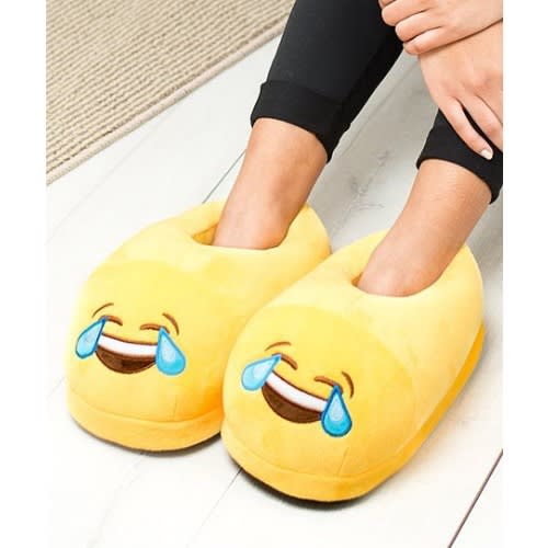 Laughing Cry Emoji Plush Indoor Slippers