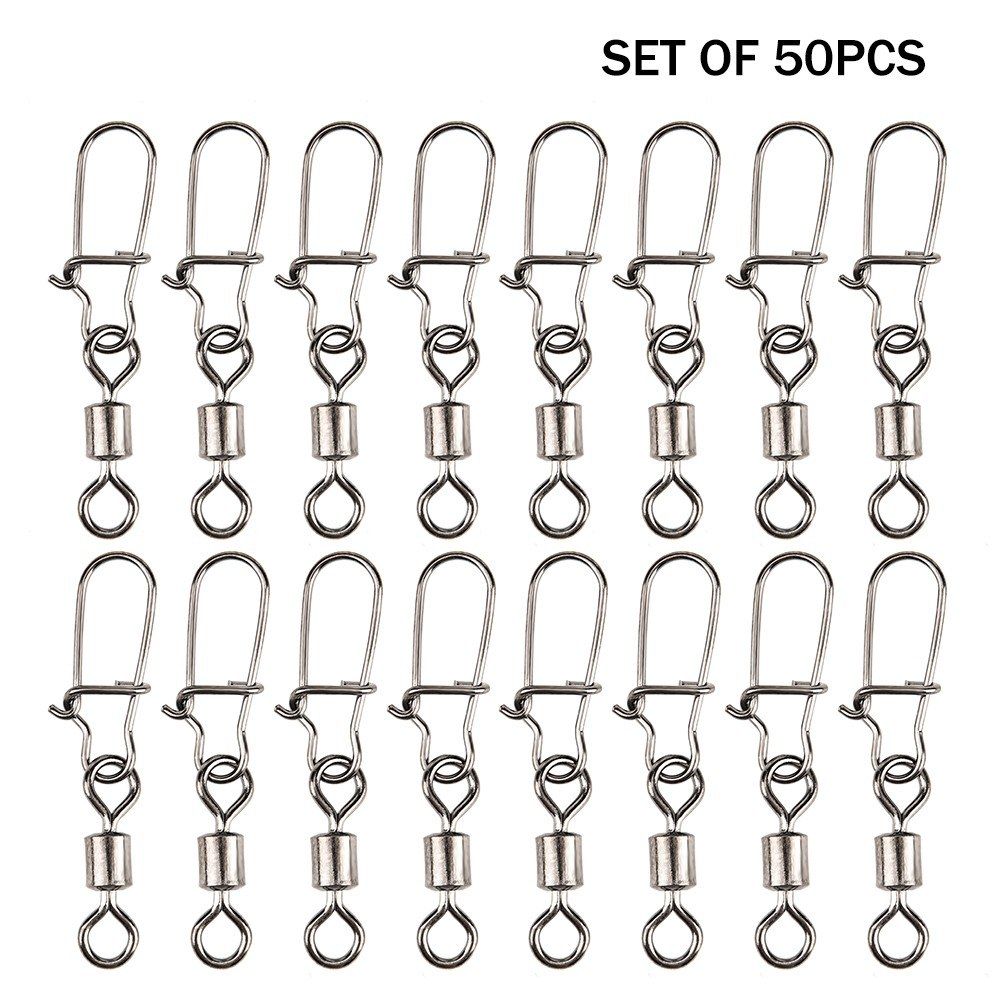 50PCS 2# / 4# / 6# / 8# Fishing Rolling Swivel Connector