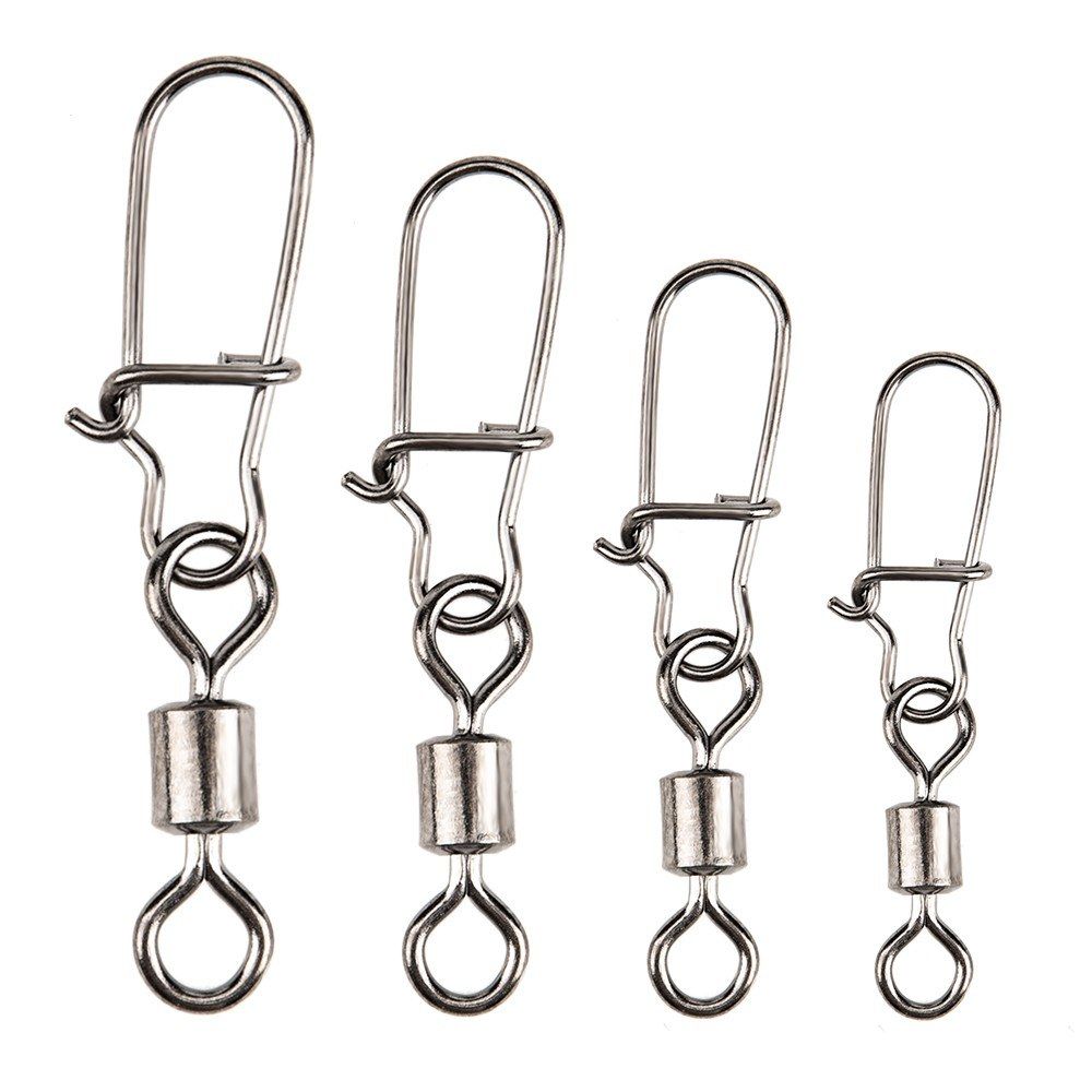 50PCS 2# / 4# / 6# / 8# Fishing Rolling Swivel Connector