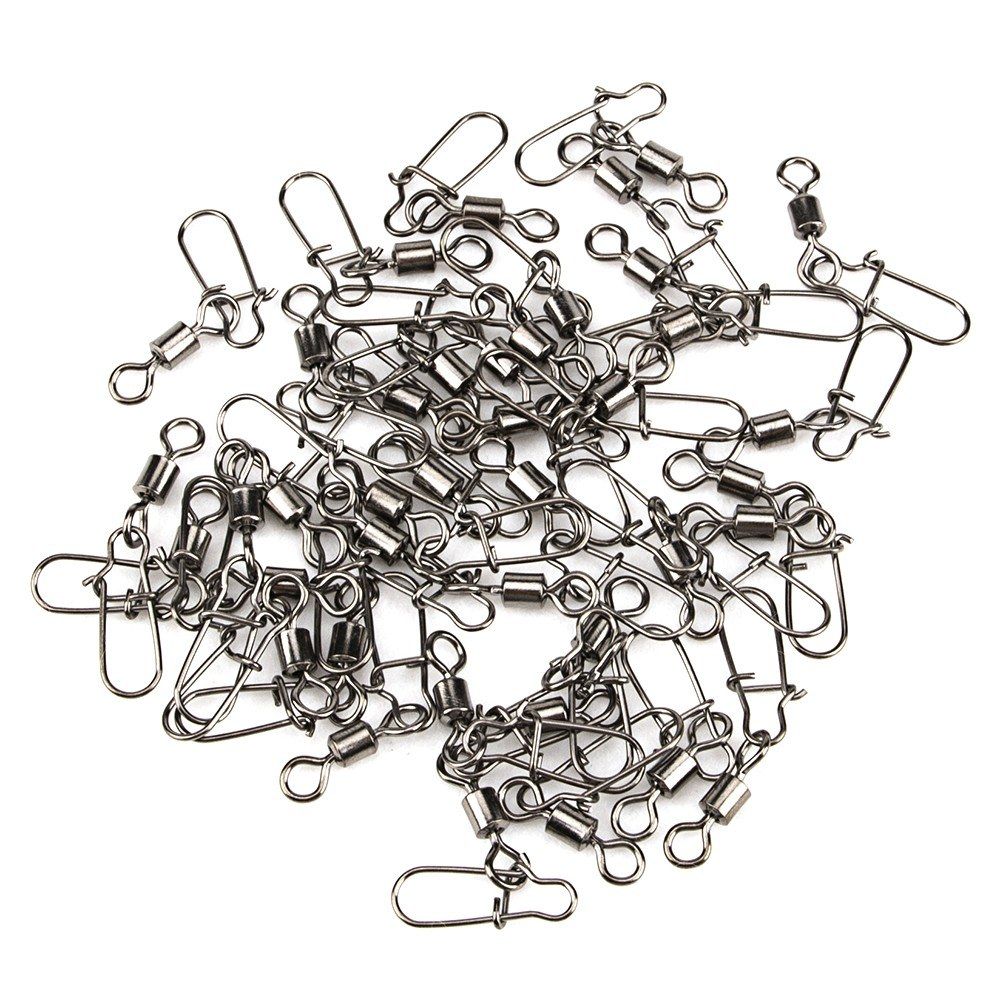 50PCS 2# / 4# / 6# / 8# Fishing Rolling Swivel Connector