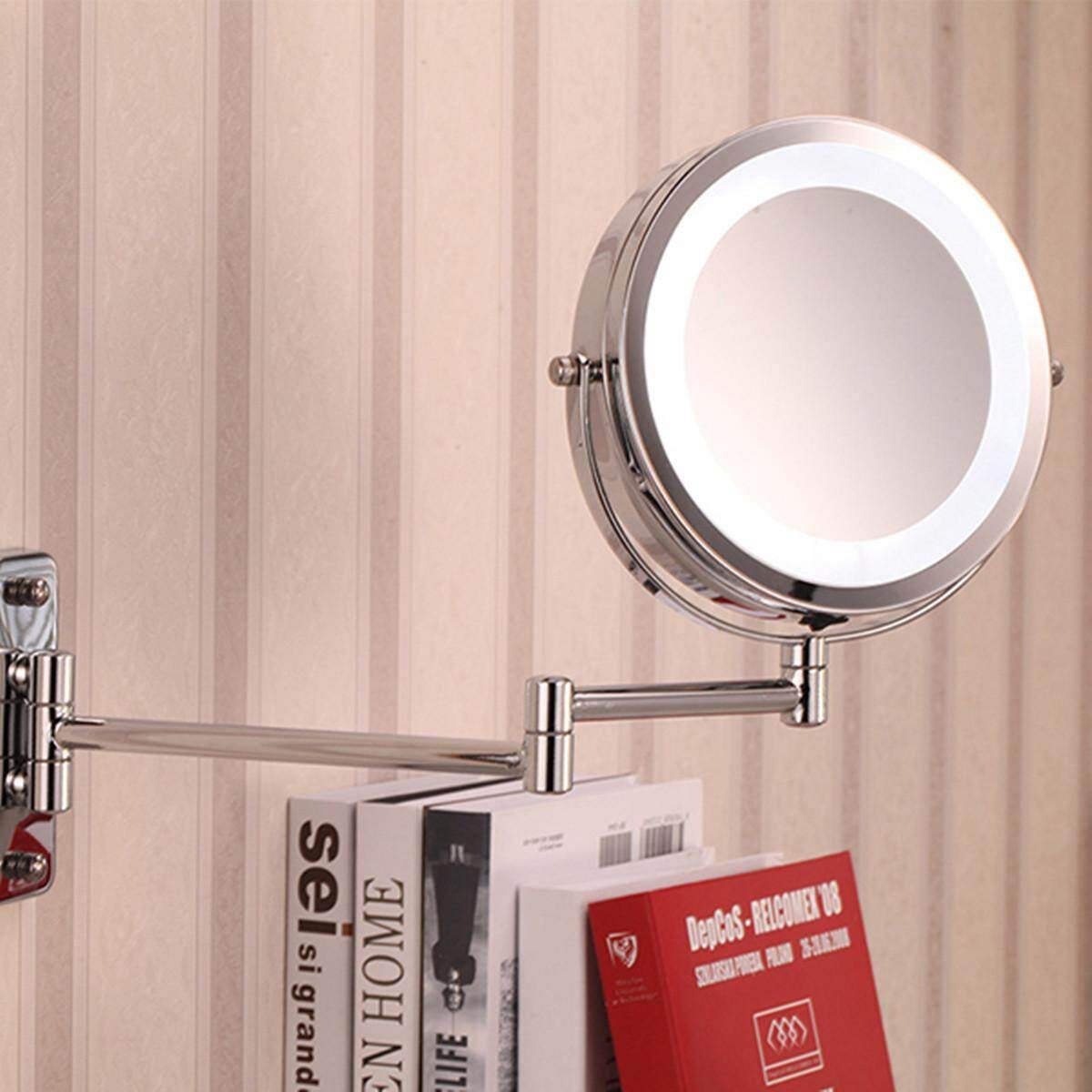 7" Wall Mounted LED Make Up Bathroom Mirror 1XMagnifying Cosmetic Shaving Swivel