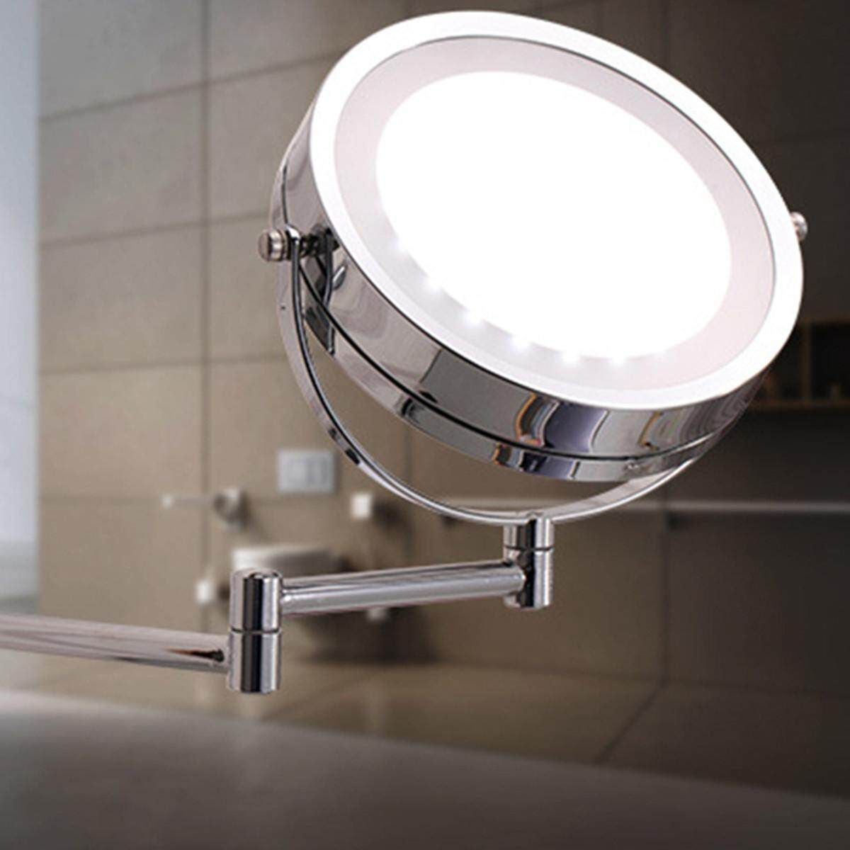 7" Wall Mounted LED Make Up Bathroom Mirror 1XMagnifying Cosmetic Shaving Swivel
