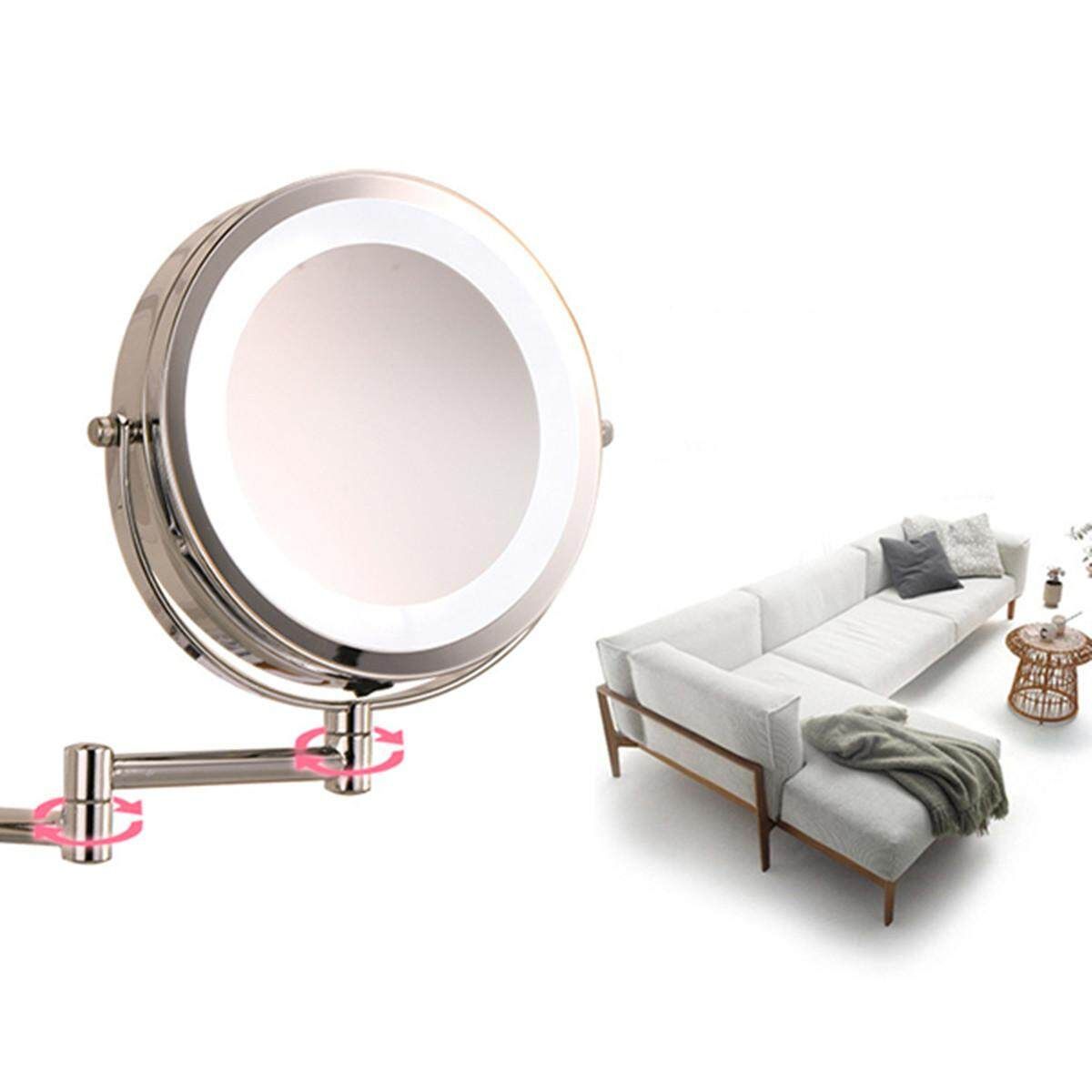 7" Wall Mounted LED Make Up Bathroom Mirror 1XMagnifying Cosmetic Shaving Swivel