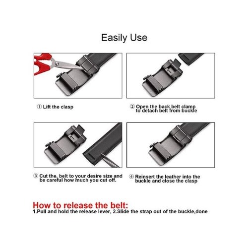 Men's 120cm Fashion Belt Rotating Automatic Black Buckle Design
