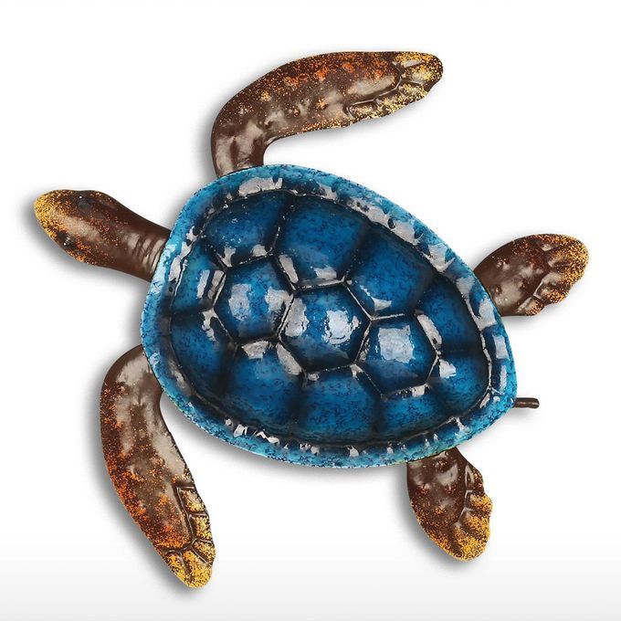 Blue Turtle Wall Decor Coast Ocean Sea Wall Art Iron Animal-S