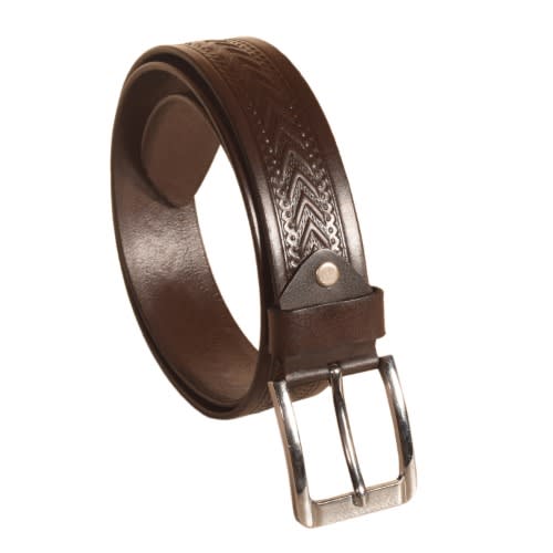 Pattern Leather Belt- Brown
