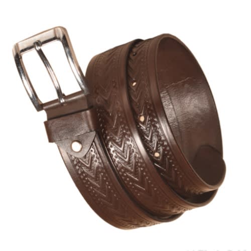 Pattern Leather Belt- Brown