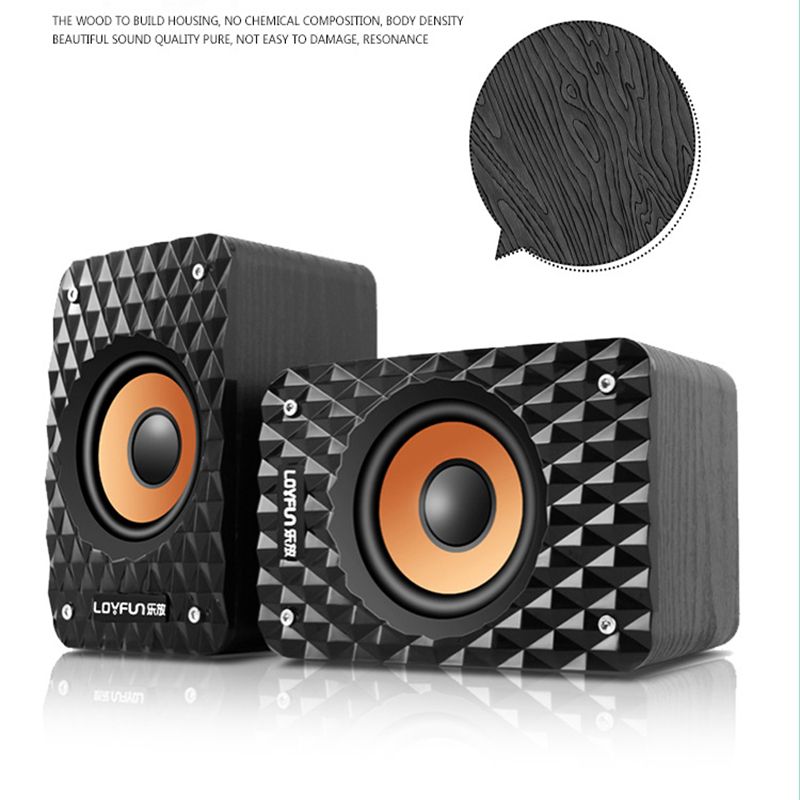 LOYFUN M32 3.5mm USB2.0 HIFI Mini Wood Wooden Stere Mahogany