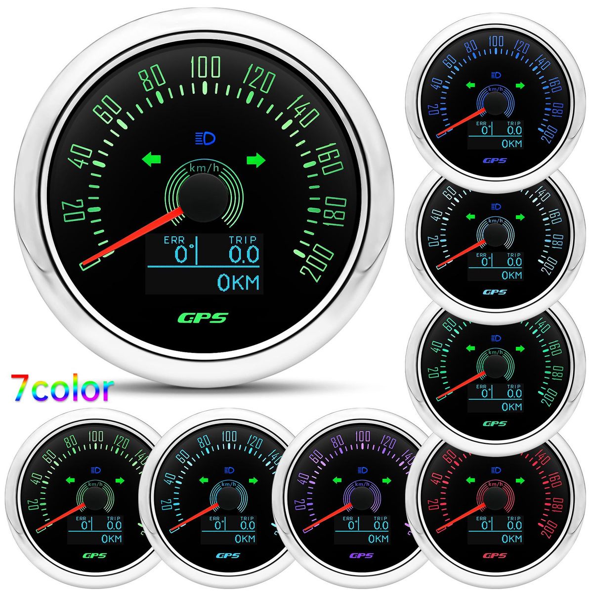 AD 7 Colors Backlight  85MM Digital GPS Speedometer 0-200km/h Odometer Gauge Waterproof For Marine Boat Car Truck Motorcycle