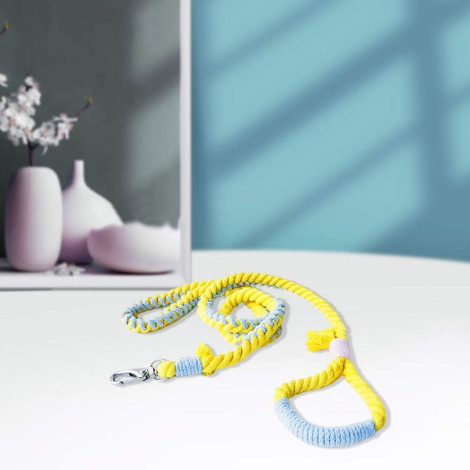 Cotton Dog Leash Soft 5ft Pet Traction Rope Lead For Yellow Green