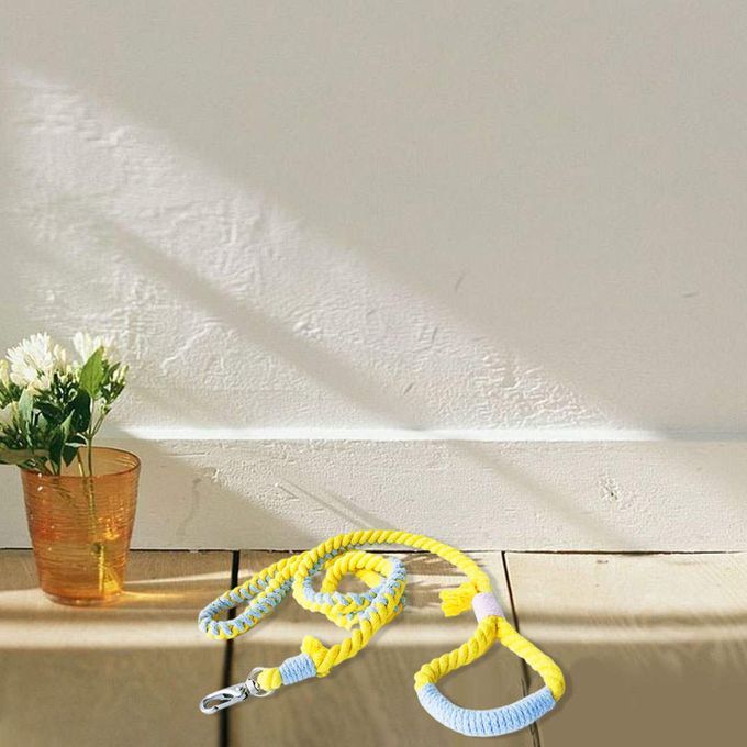 Cotton Dog Leash Soft 5ft Pet Traction Rope Lead For Yellow Green