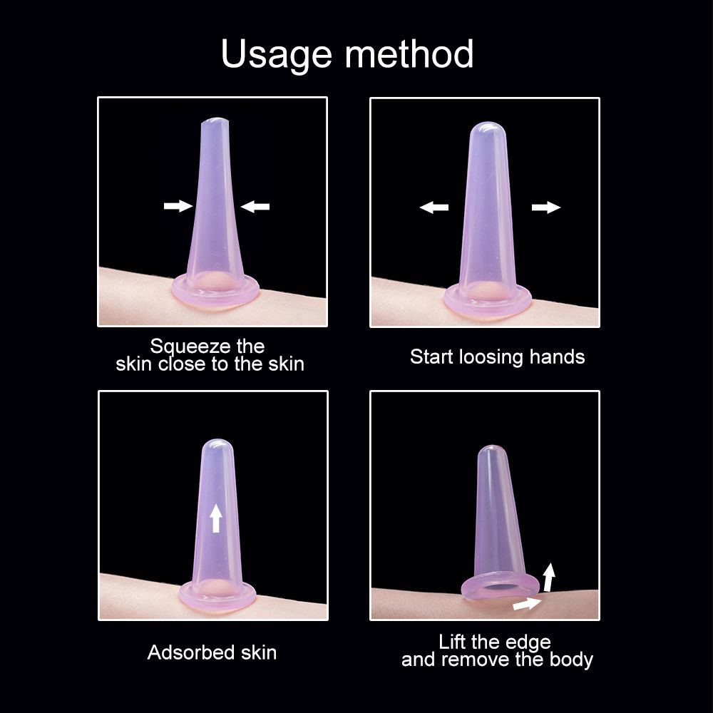 Kit 4Pcs Body Therapy Cups Beauty Massage D1055 Massager Vacuum Silicone With Bag Set Suction Cellulite Cupping Cups
