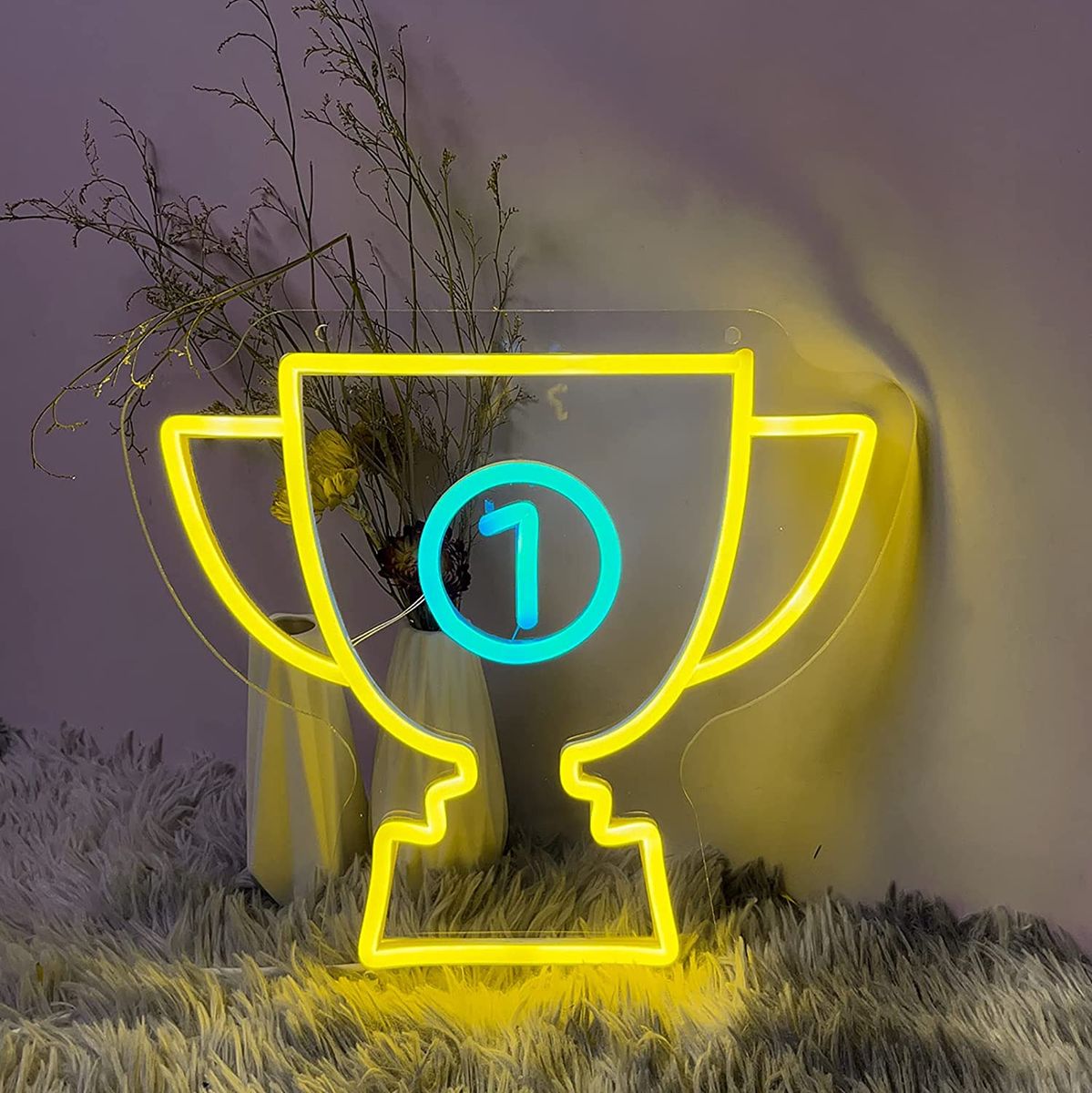Championship Trophy Neon Lighting Game Room Decoration