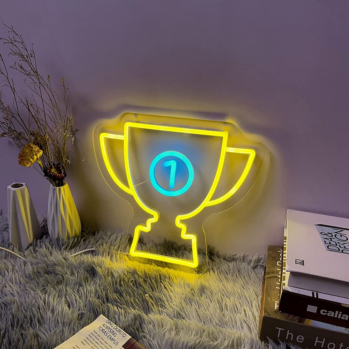 Championship Trophy Neon Lighting Game Room Decoration
