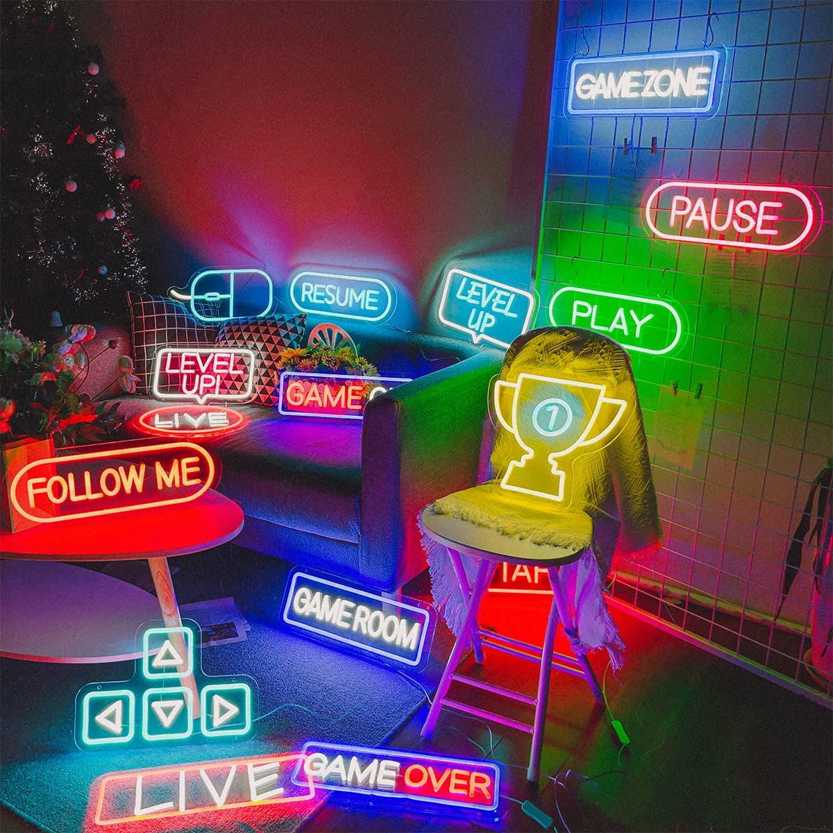 Championship Trophy Neon Lighting Game Room Decoration