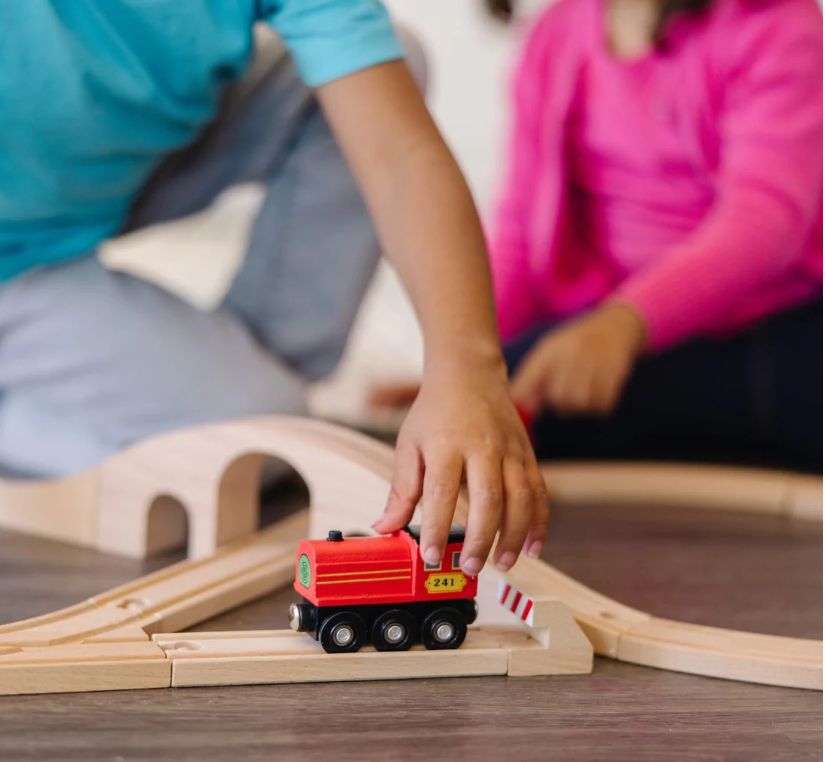 Figure 8 Train Set Wooden Engine And Coal Car 20 Pieces
