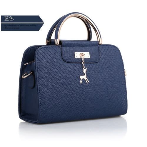 Ladies  Leather Handbag - Navy Blue