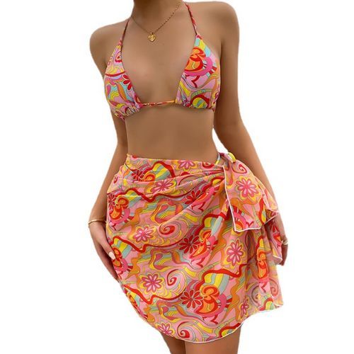 (3 Pieces) New Ladies Swimsuit Sexy Durable Backless Bikini Pink