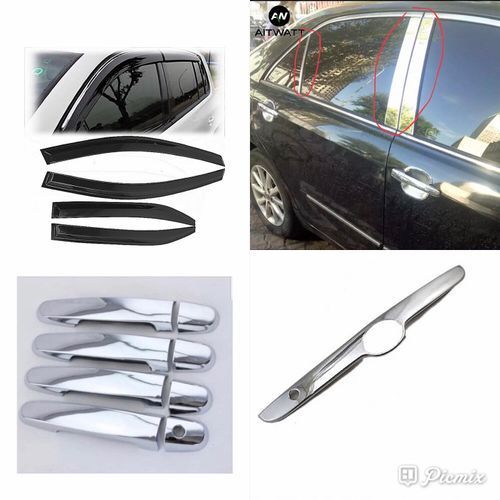4 In 1 Camry 2007-2012 Sunshade, Door Pillar, Silver Door Handle Cover, Booth Chrome
