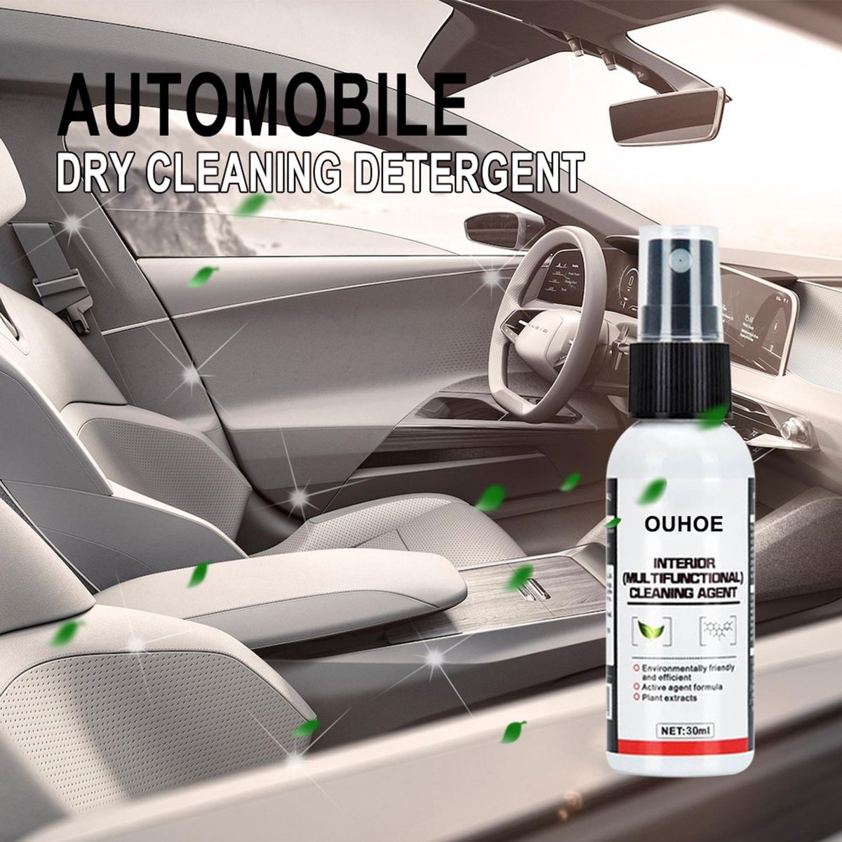 OUHOE 30ml Multifunctional Car Interior Cleaning Agent Automobile Dry Cleaning Detergent
