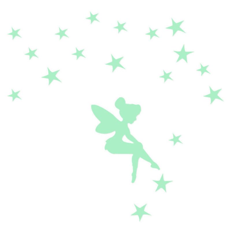 Cartoon Luminous Wall Sticker Girl Star Design Switch Decal-